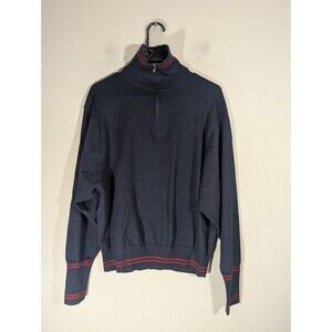 UNIQLO JW Anderson Mens Navy 1/4 Zip Knit Sweater Sz L Preppy Academia Sporty
